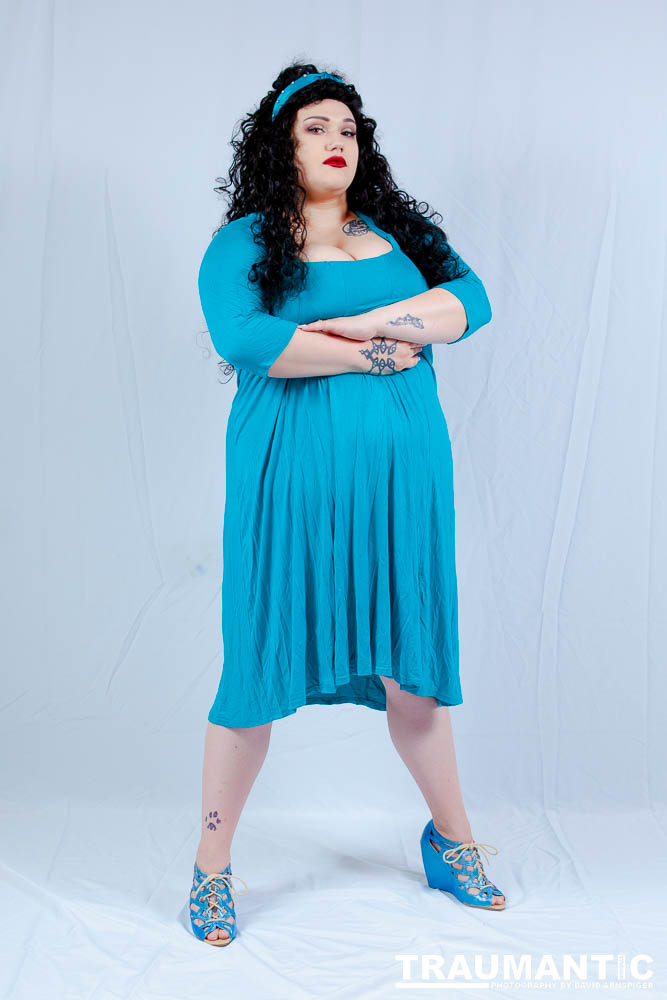 Dorian cosplaying as Deanna Troi from Star trek TNG.